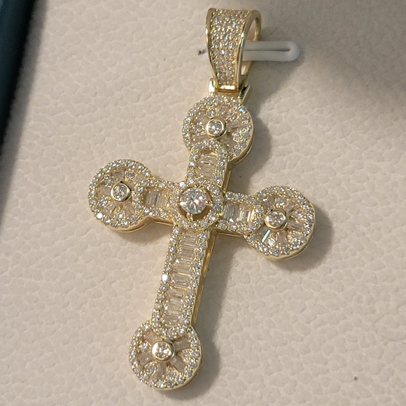 Moissanite Gold Cross Pendant